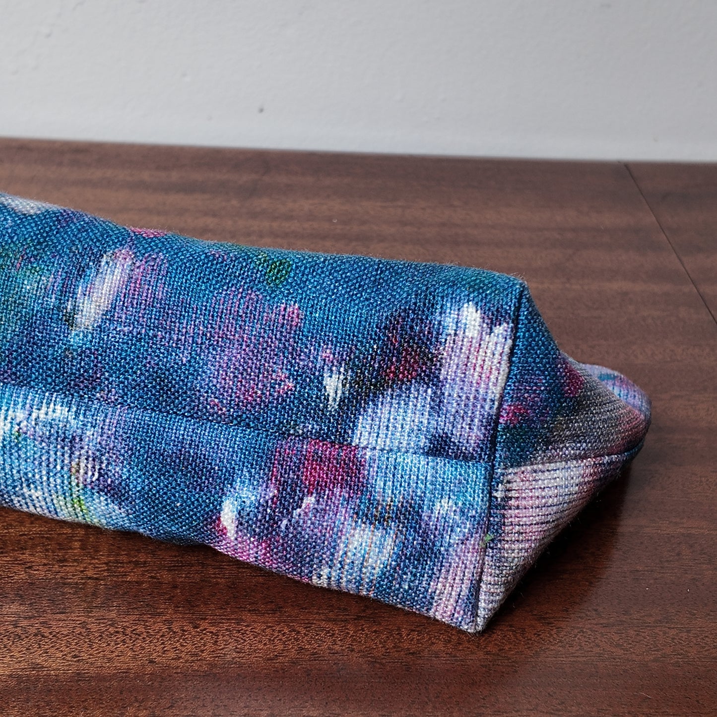 Blue Multi Watercolor Print Pouch - Upcycled - OOAK