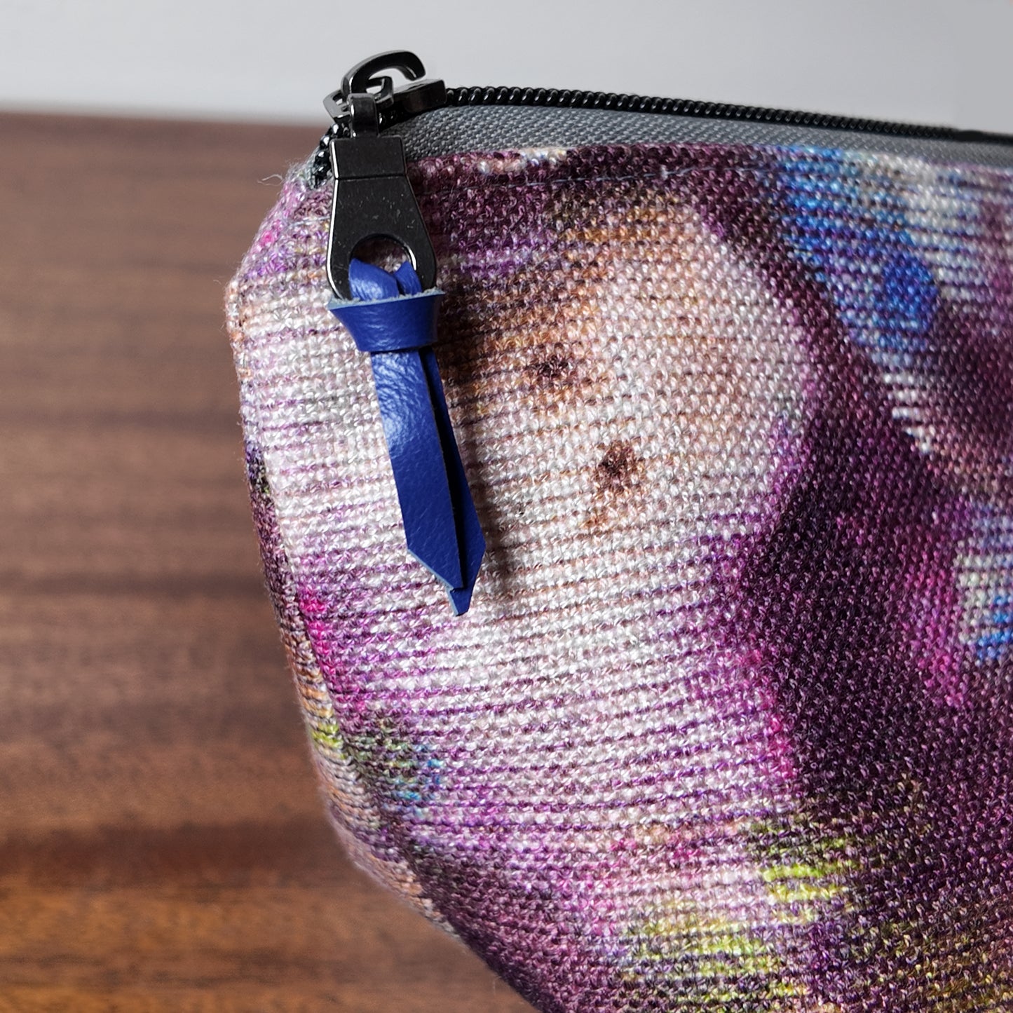 Red Multi Watercolor Print Pouch - Upcycled - OOAK