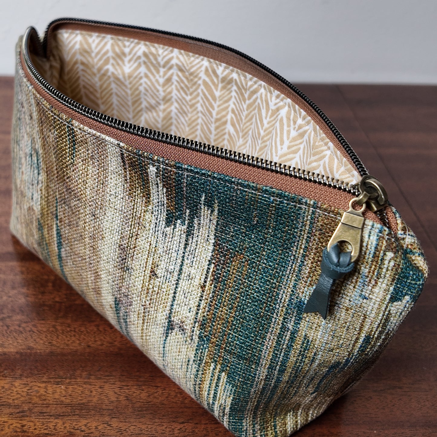 Teal and Cocoa Pouch - Upcycled - OOAK