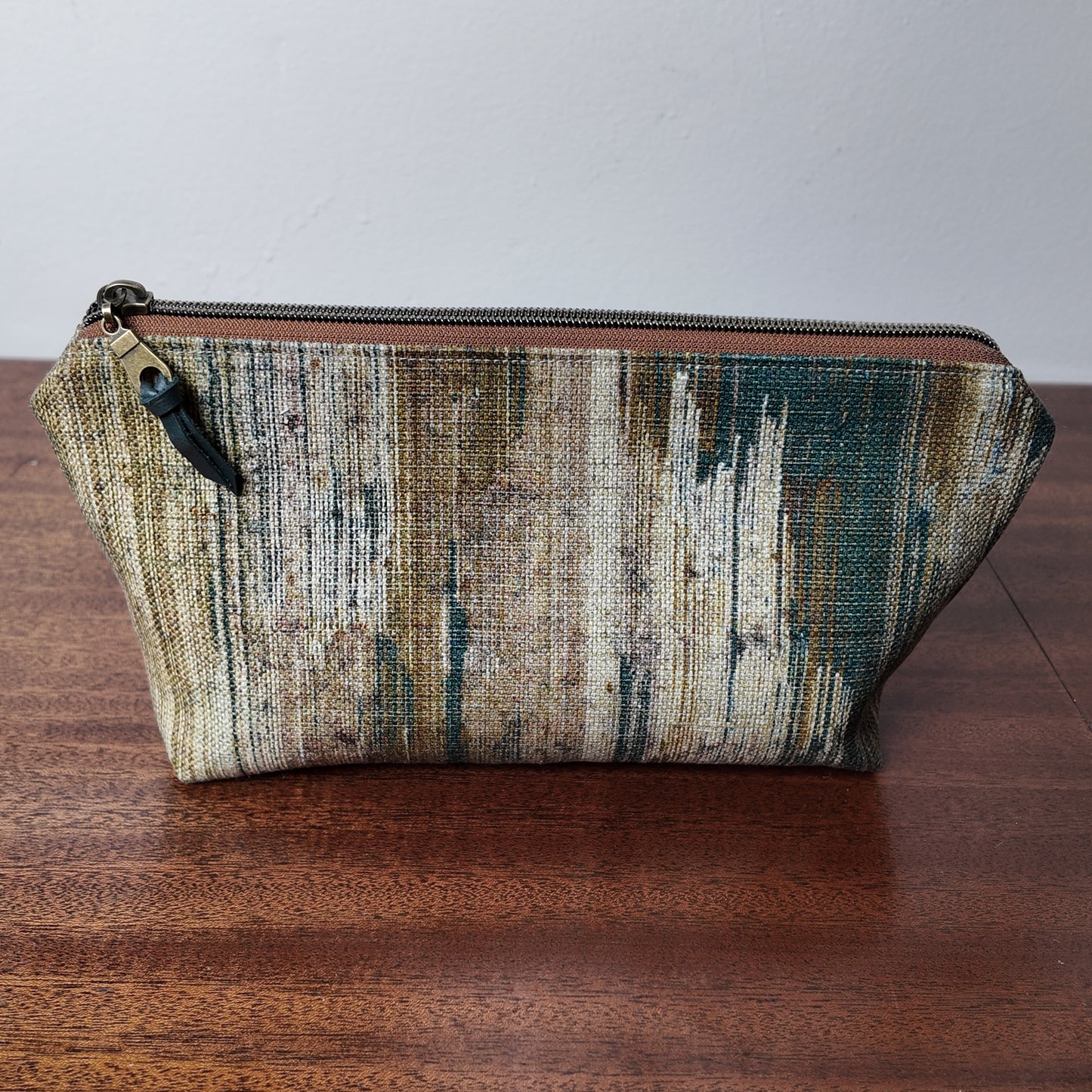 Teal and Cocoa Pouch - Upcycled - OOAK
