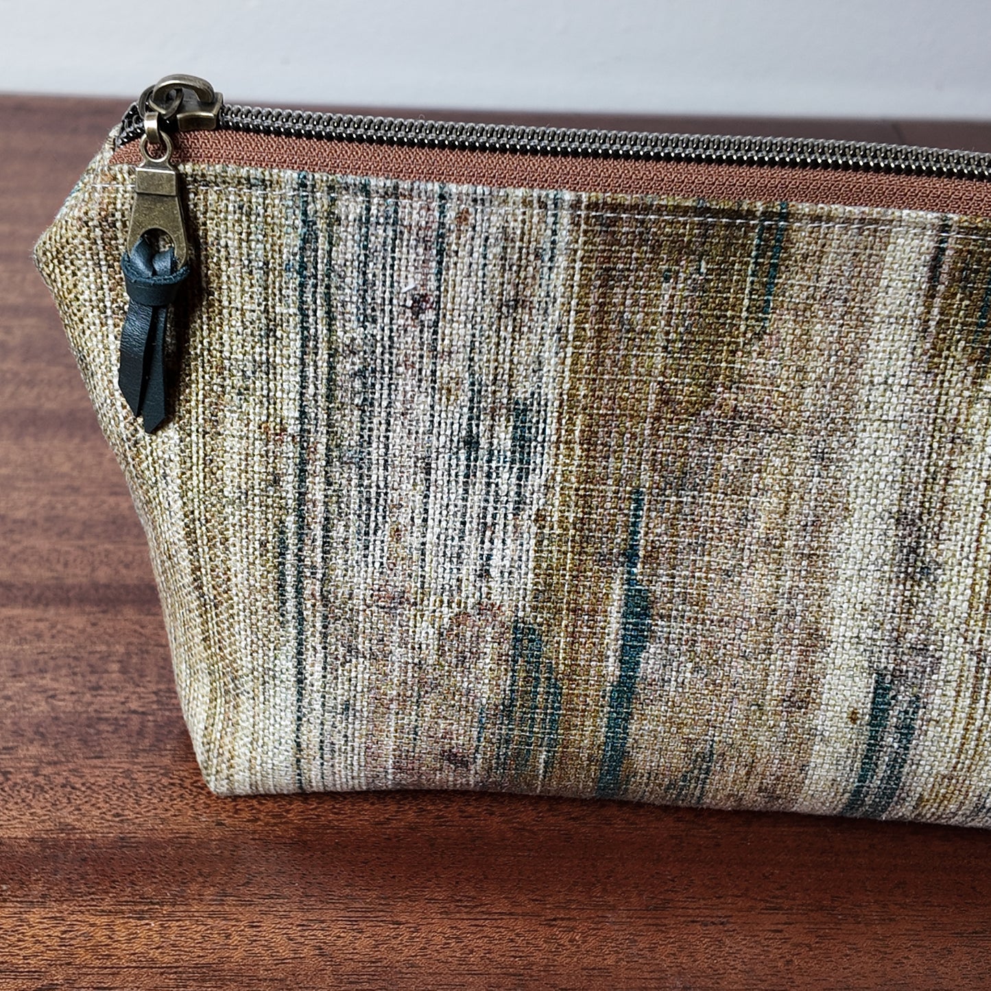 Teal and Cocoa Pouch - Upcycled - OOAK