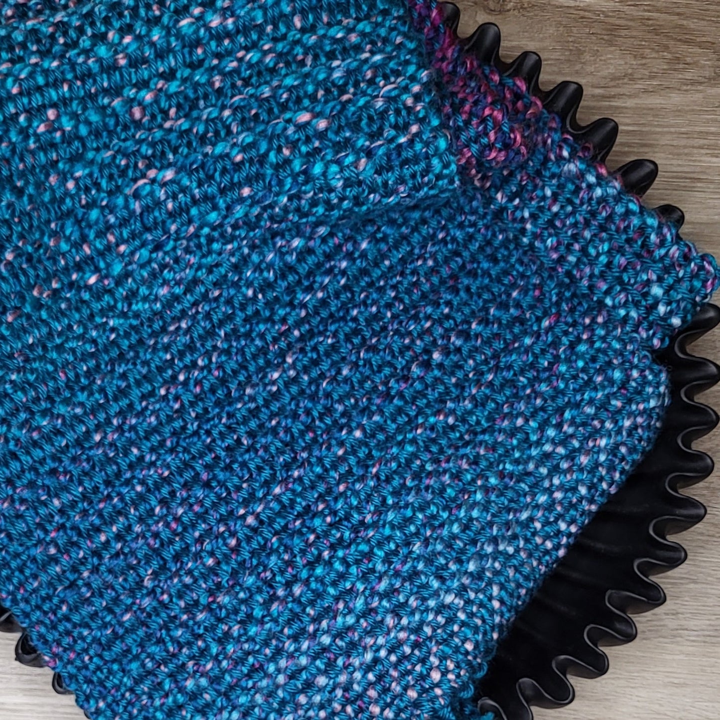 Chunky Colorburst Scarf in Rich Teal Gradient ❖ Loom Woven