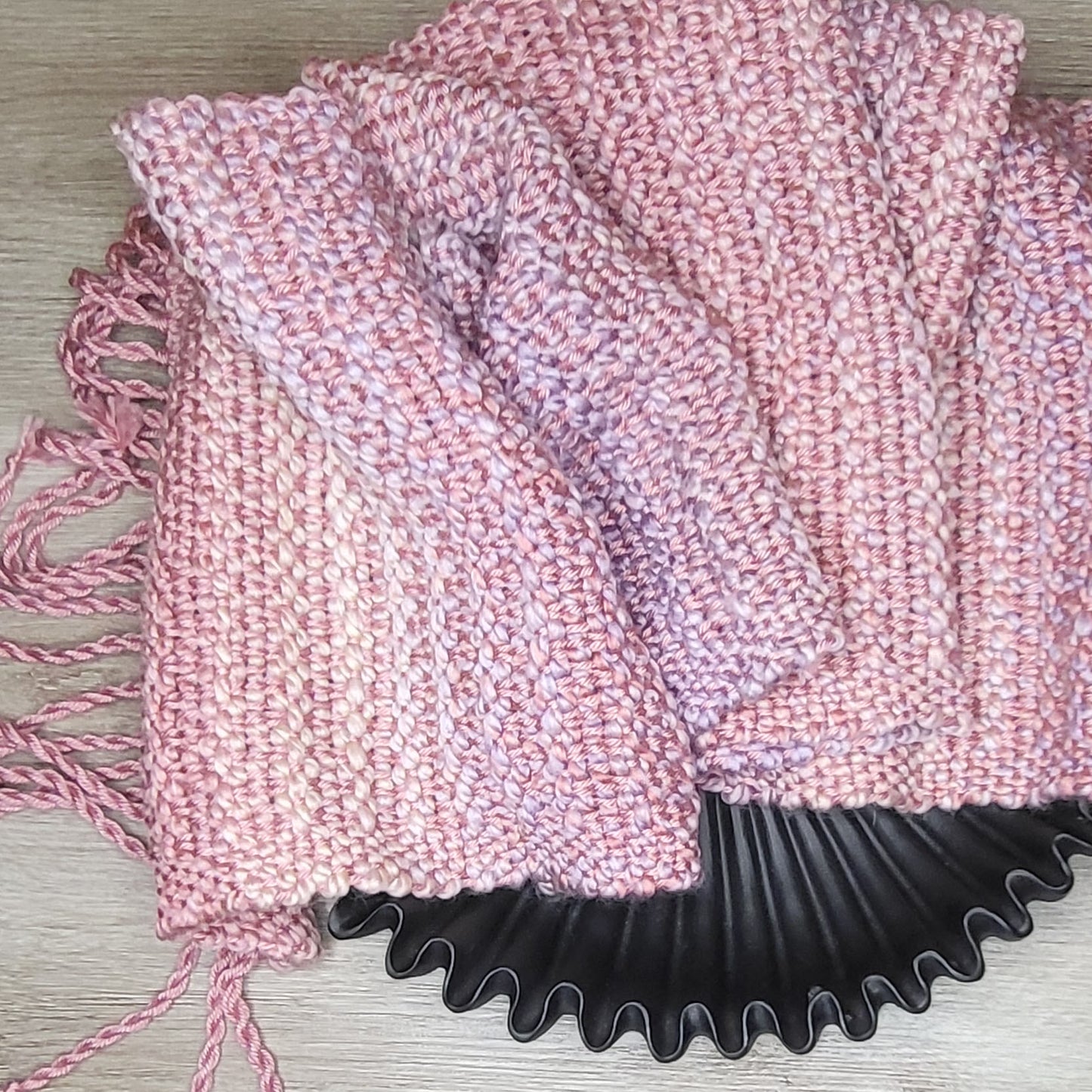 Chunky Colorburst Scarf in Soft Pink and Cream ❖ Loom Woven