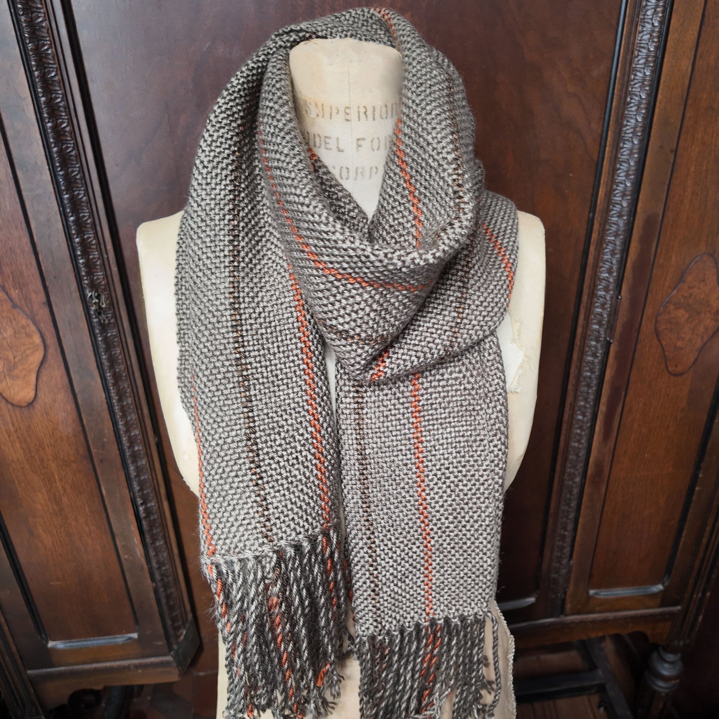 Hand Woven Scarf ❖ Tan ◦ Burnt Orange ◦ Dark Brown