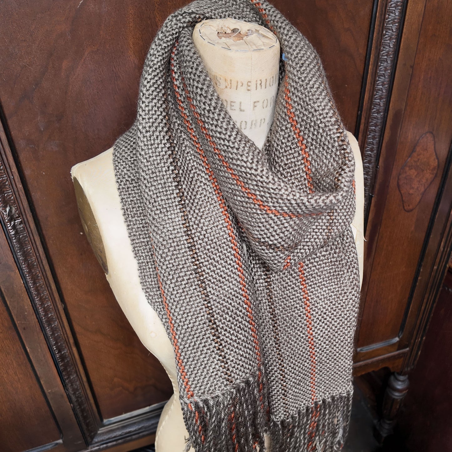 Hand Woven Scarf ❖ Tan ◦ Burnt Orange ◦ Dark Brown