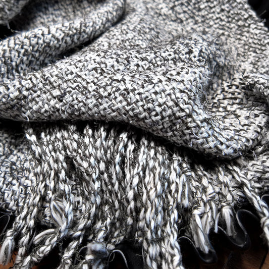 Hand Woven Cotton Scarf ❖ White ◦ Black