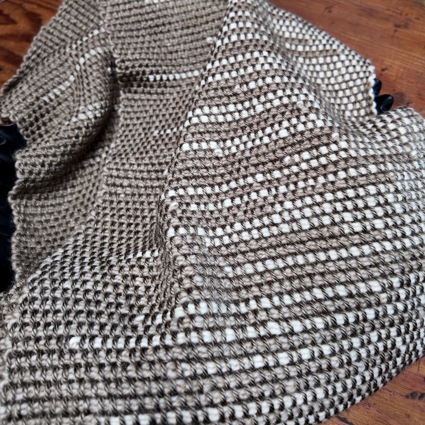 Organic Clasped Weft Handwoven Scarf ❖ Oatmeal ◦ White ❖ OOAK