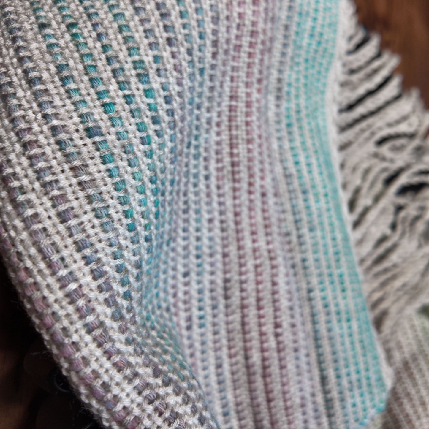 Lightweight Spring Scarf ❖ Handwoven ❖ Oatmeal ◦ Teal ◦ Pink ❖ OOAK