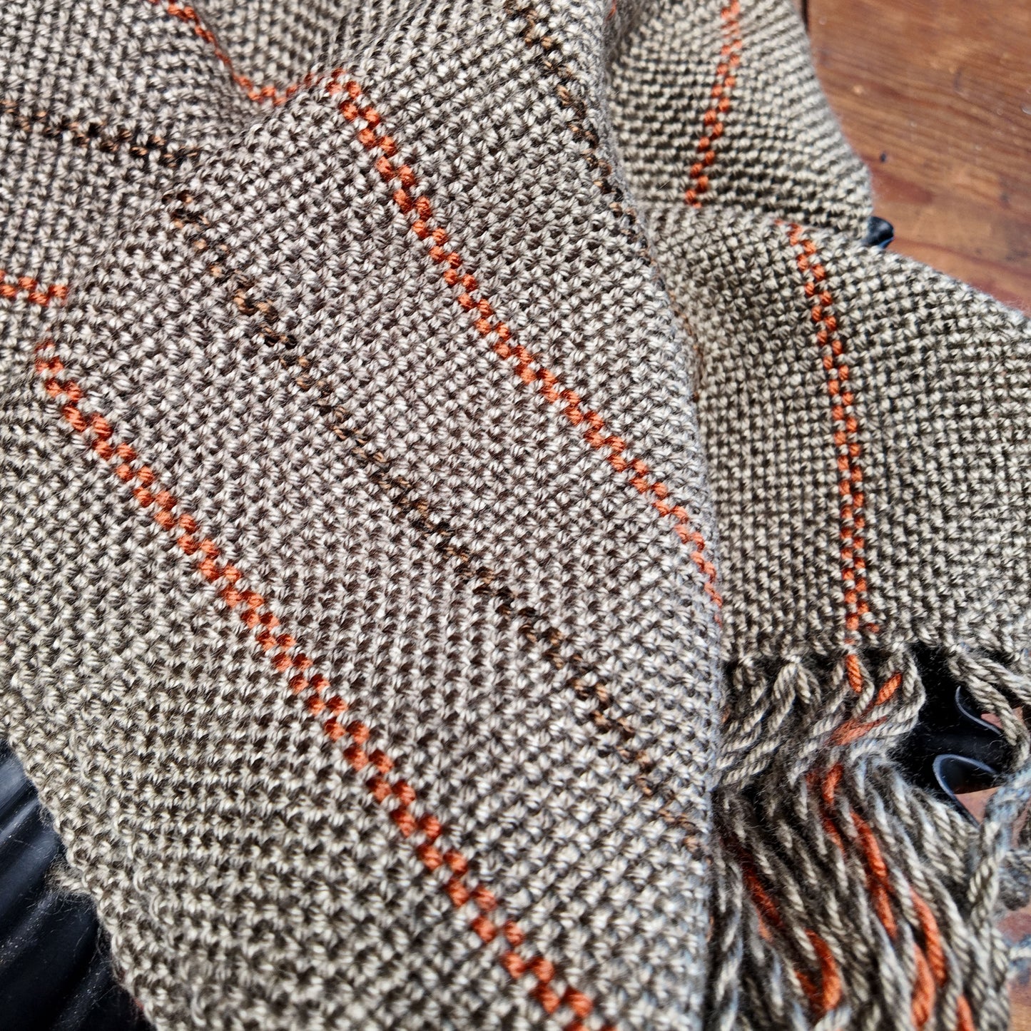 Hand Woven Scarf ❖ Tan ◦ Burnt Orange ◦ Dark Brown