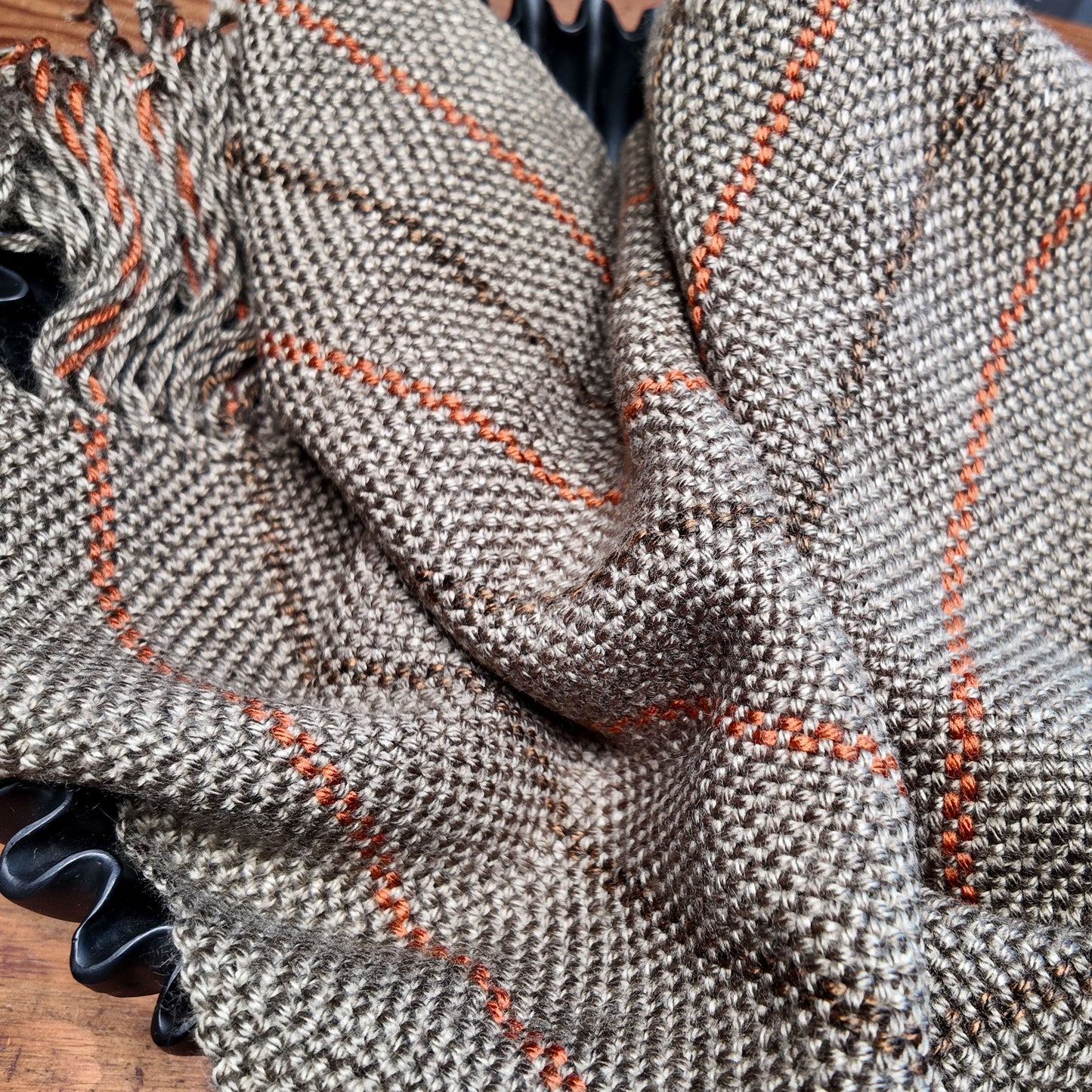 Hand Woven Scarf ❖ Tan ◦ Burnt Orange ◦ Dark Brown