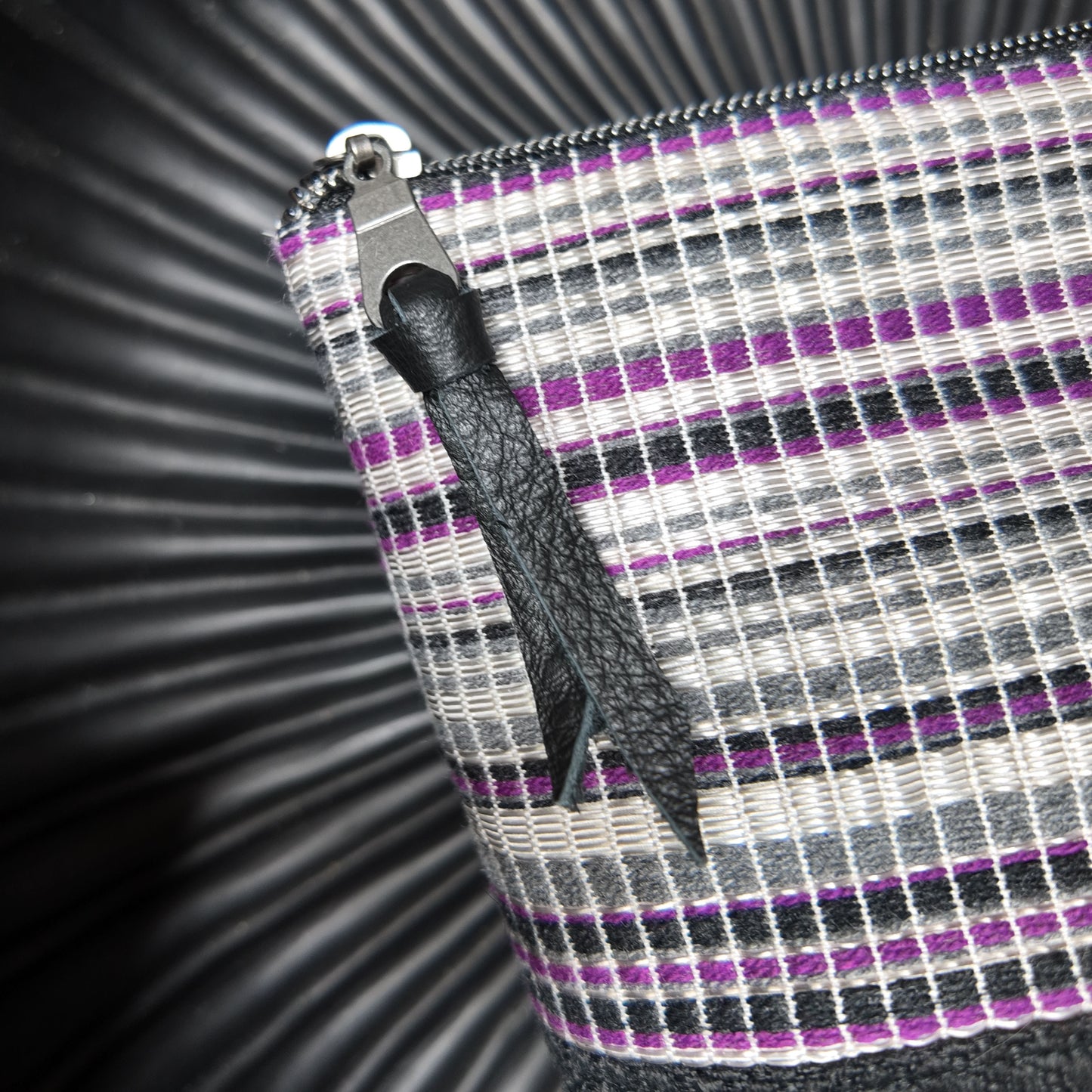 Zip Pouch ❖ Purple ◦ Black ◦ Gray ❖ Upcycled Fabric ❖ One of a Kind