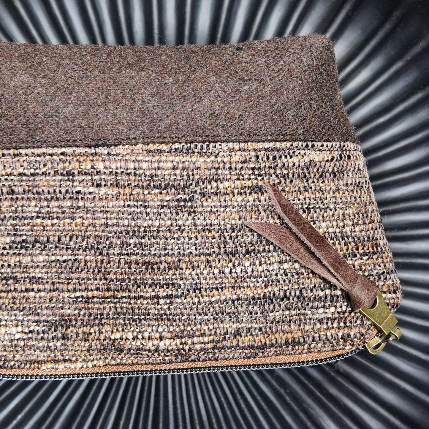 Zip Pouch ❖ Brown Tweed ❖ Upcycled Fabric ❖ One of a Kind