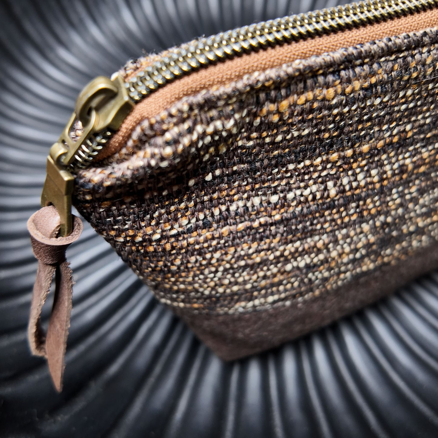 Zip Pouch ❖ Brown Tweed ❖ Upcycled Fabric ❖ One of a Kind