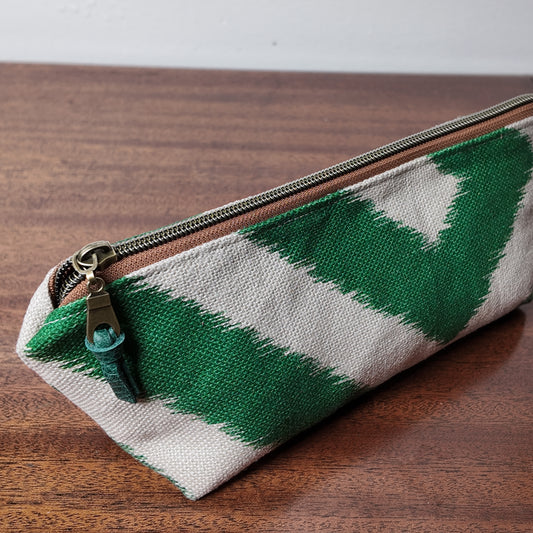 Green Zig Zag Pouch - Upcycled - OOAK