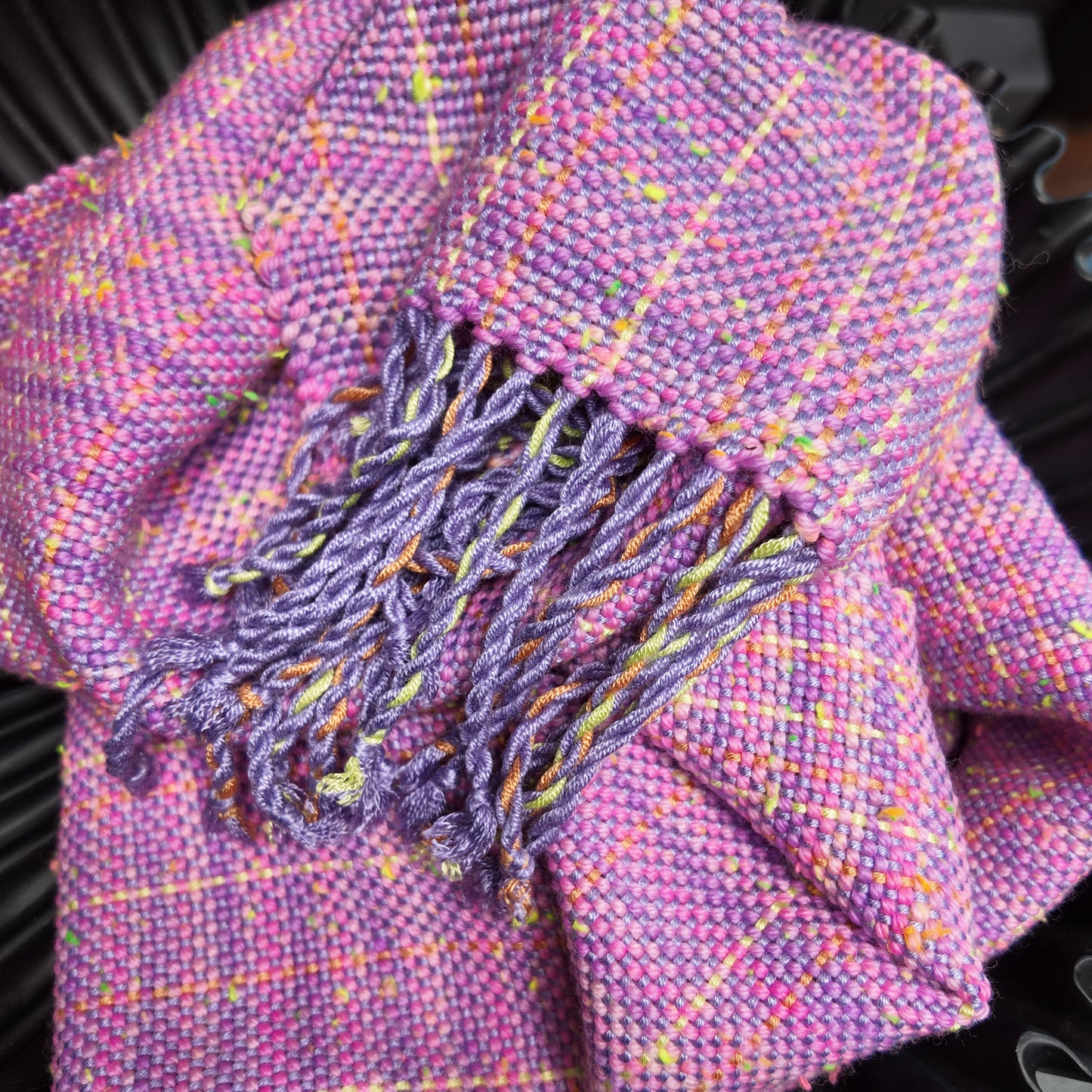 ❖ It's OK To Be a Unicorn! ❖ Superwash Merino Handwoven Scarf with Glowing Neon Neps