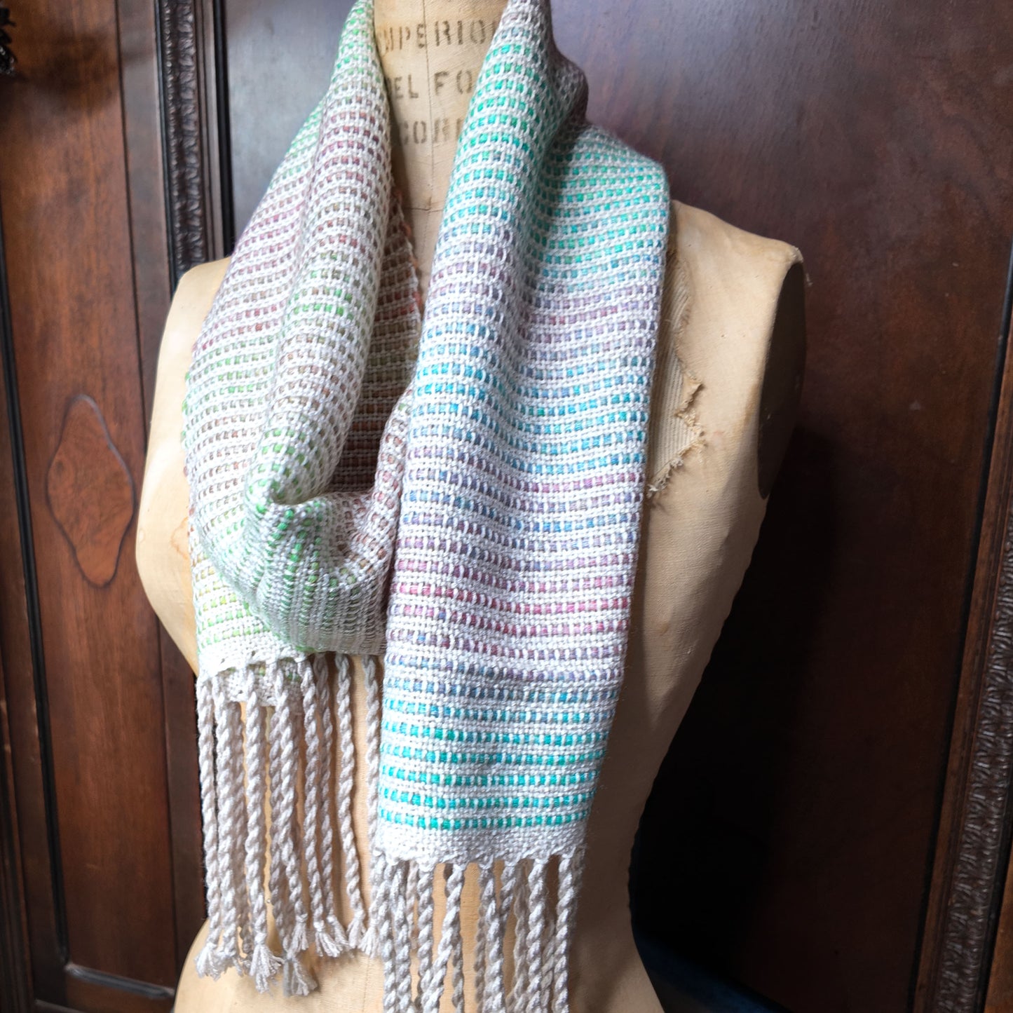 Lightweight Spring Scarf ❖ Handwoven ❖ Oatmeal ◦ Teal ◦ Pink ❖ OOAK