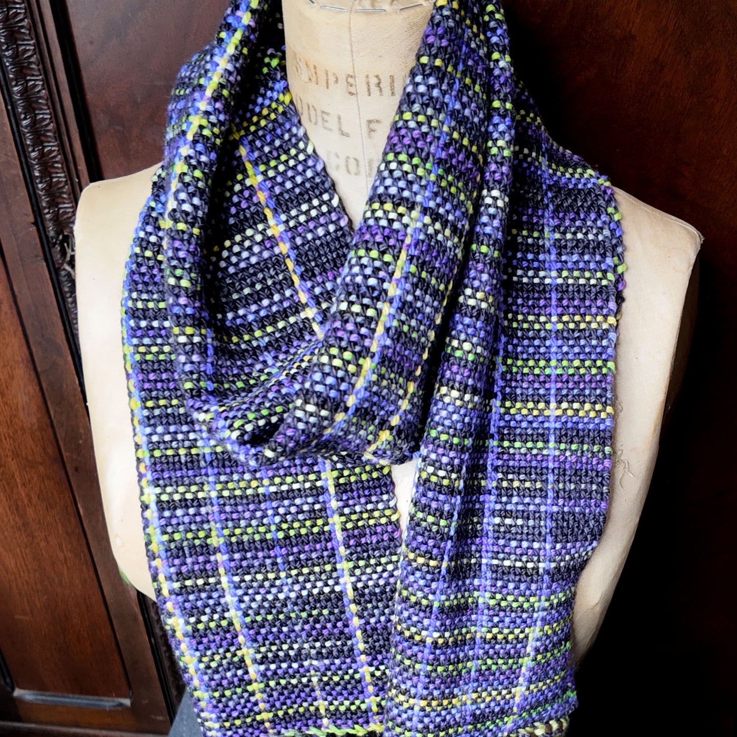 Hand Woven Superwash Wool Scarf ❖ Gray ◦ Purple ◦ Acid Green ◦ Yellow ❖ OOAK