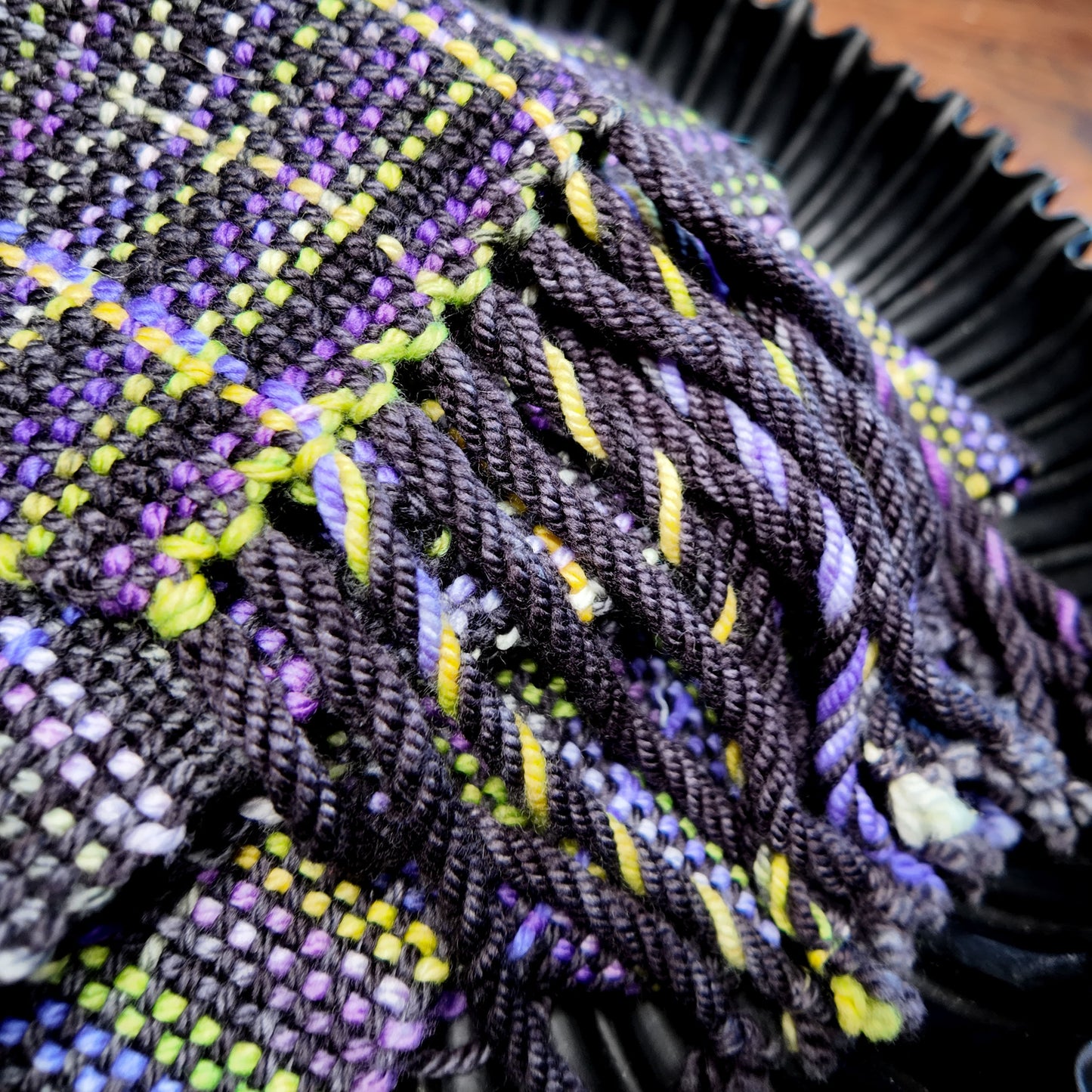 Hand Woven Superwash Wool Scarf ❖ Gray ◦ Purple ◦ Acid Green ◦ Yellow ❖ OOAK