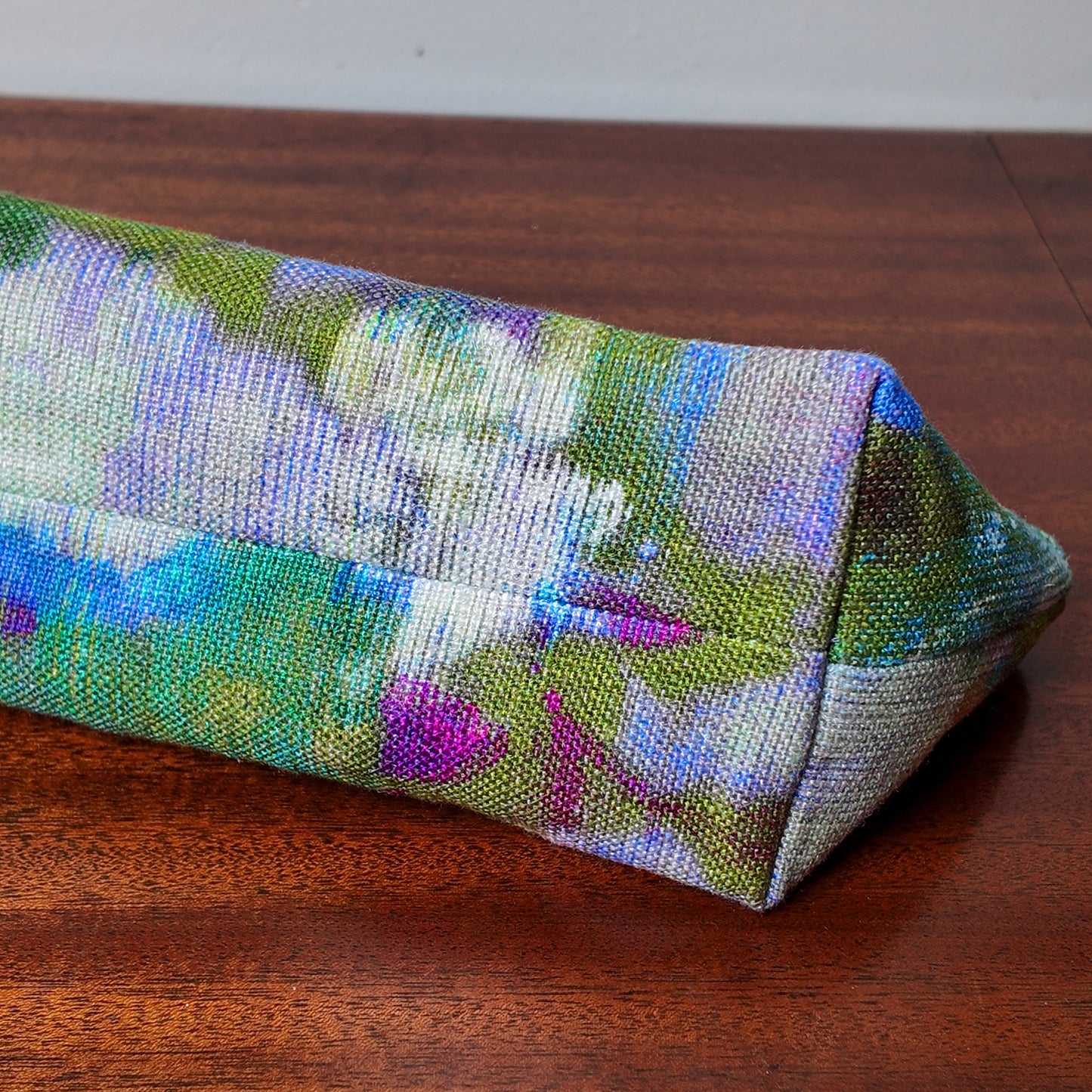 Green Multi Watercolor Print Pouch - Upcycled - OOAK