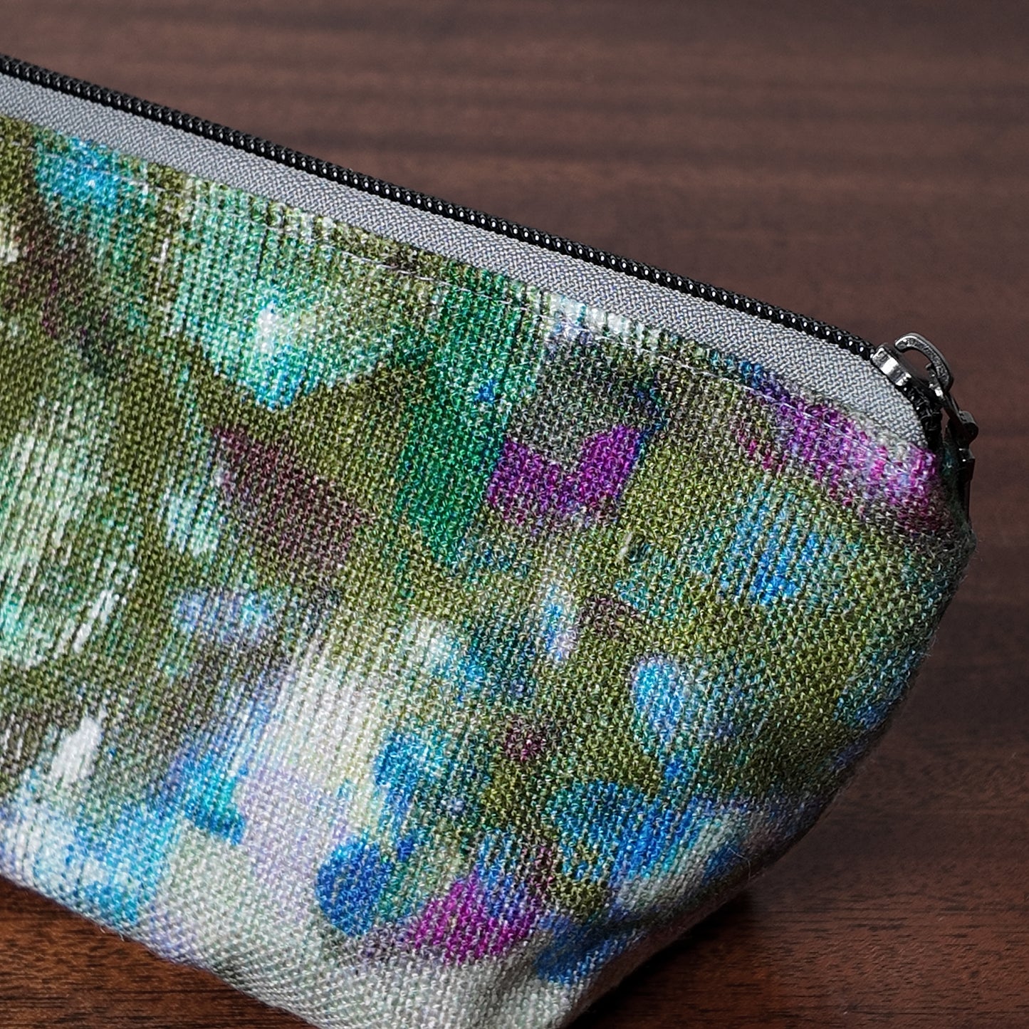 Green Multi Watercolor Print Pouch - Upcycled - OOAK