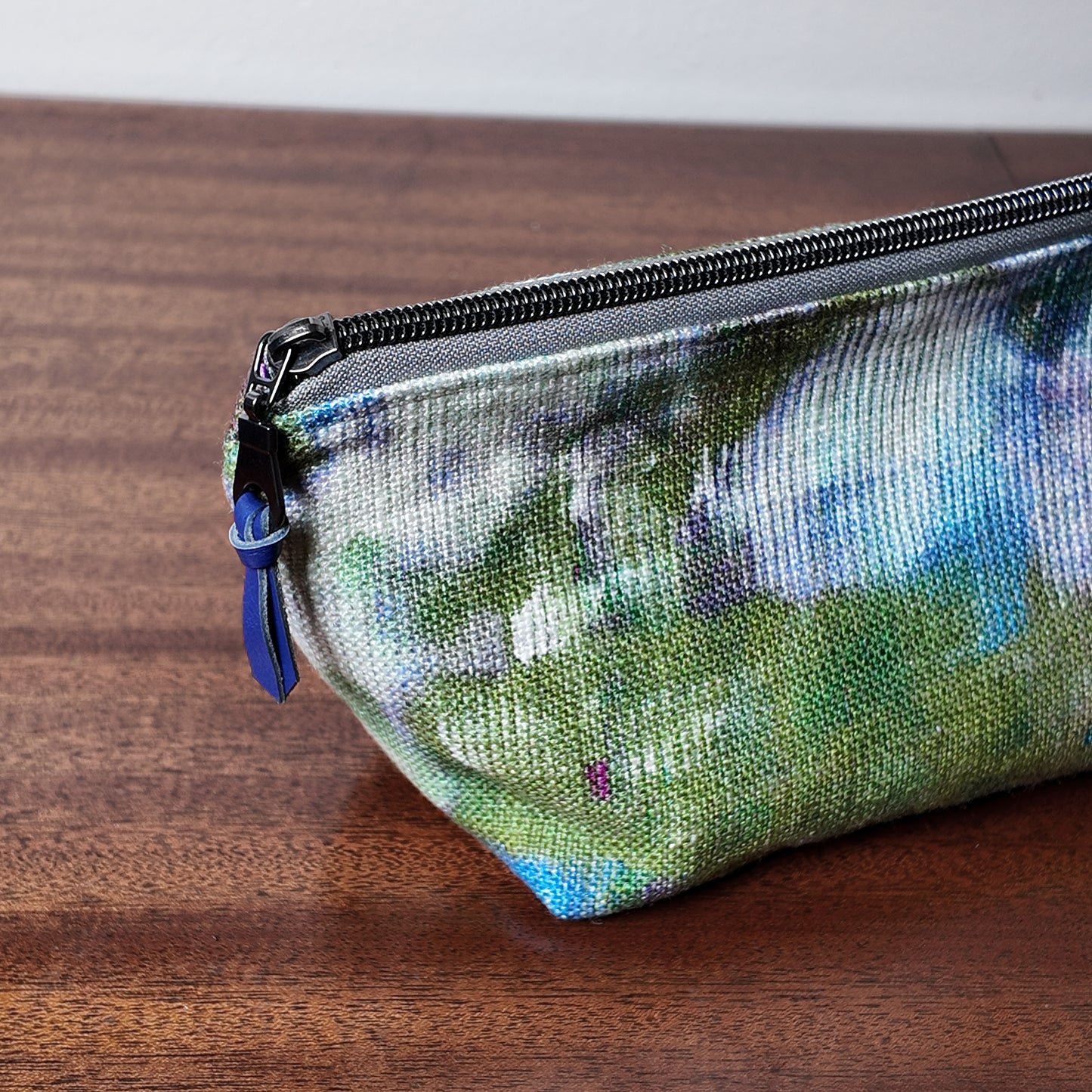 Green Multi Watercolor Print Pouch - Upcycled - OOAK