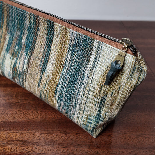 Teal and Cocoa Pouch - Upcycled - OOAK
